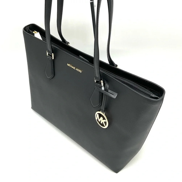 Michael Kors Bag Large Sheila Mf Tote Bag Black/Gold - Picture 6 of 11